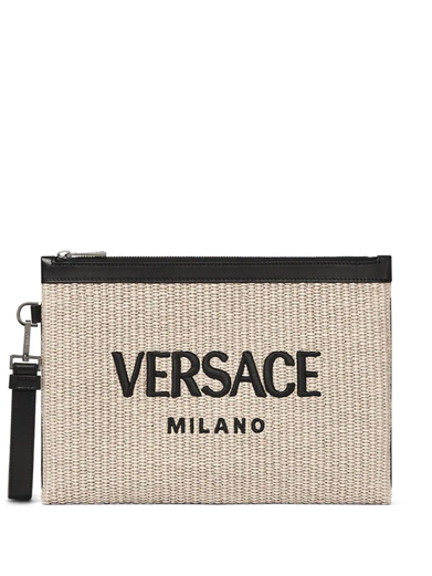 Flat pouch in rafia Versace Milano