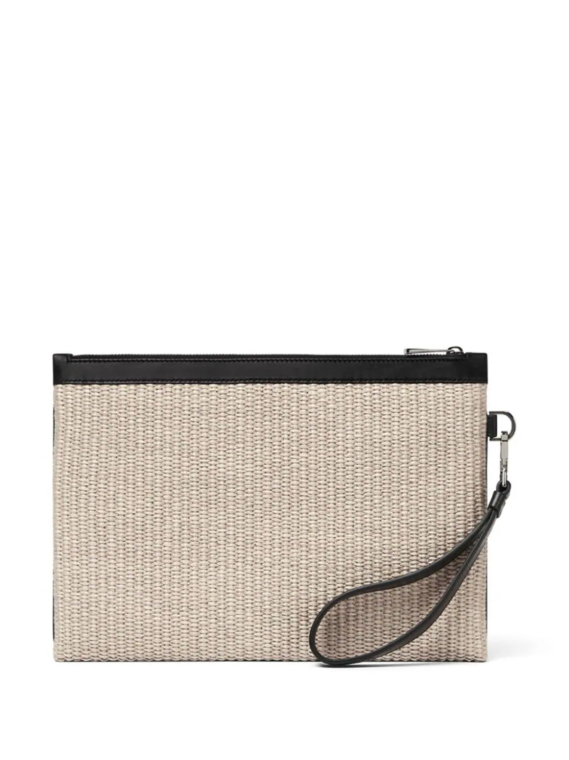 Versace Milano raffia flat pouch