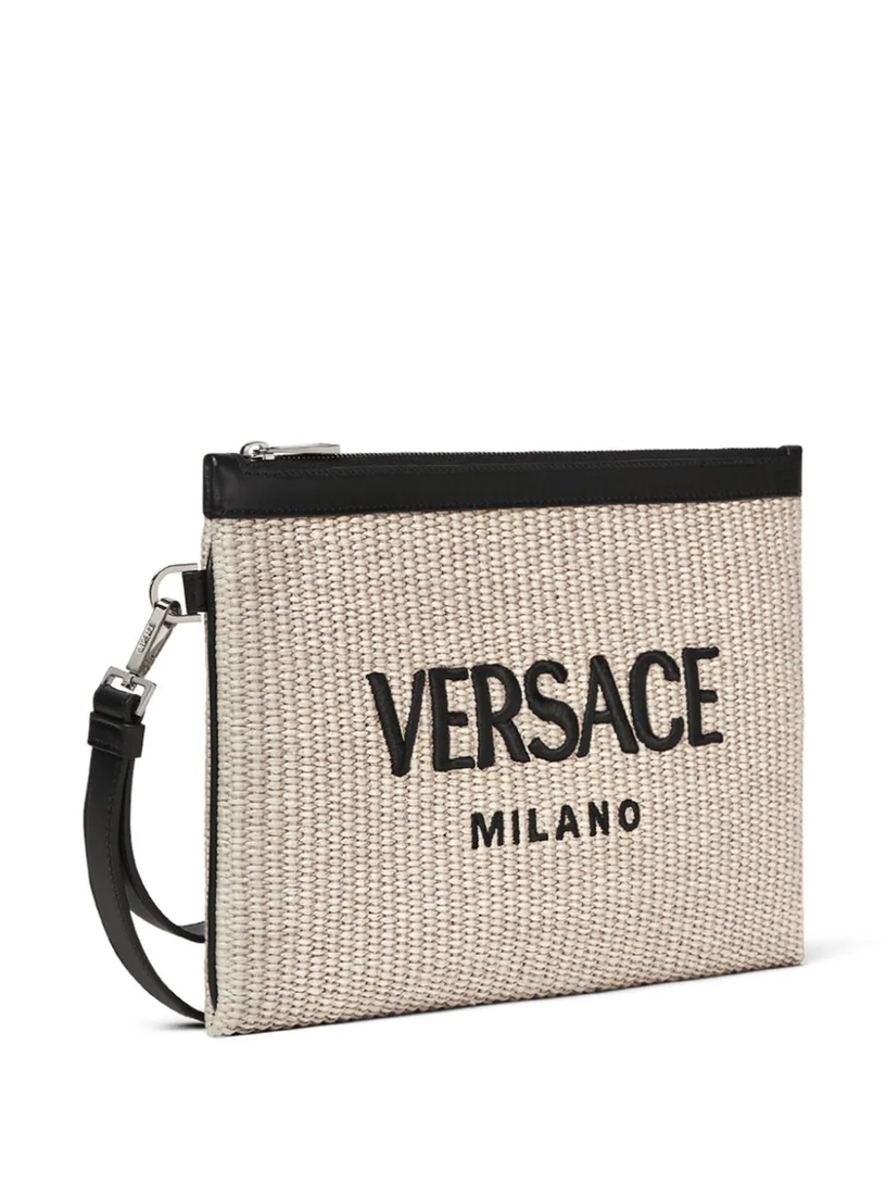 Versace Milano raffia flat pouch