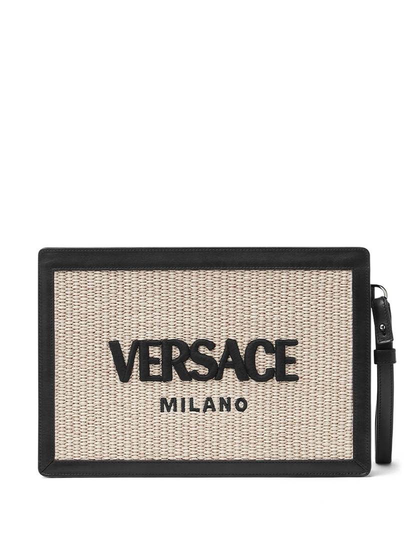 Versace Milano raffia pouch