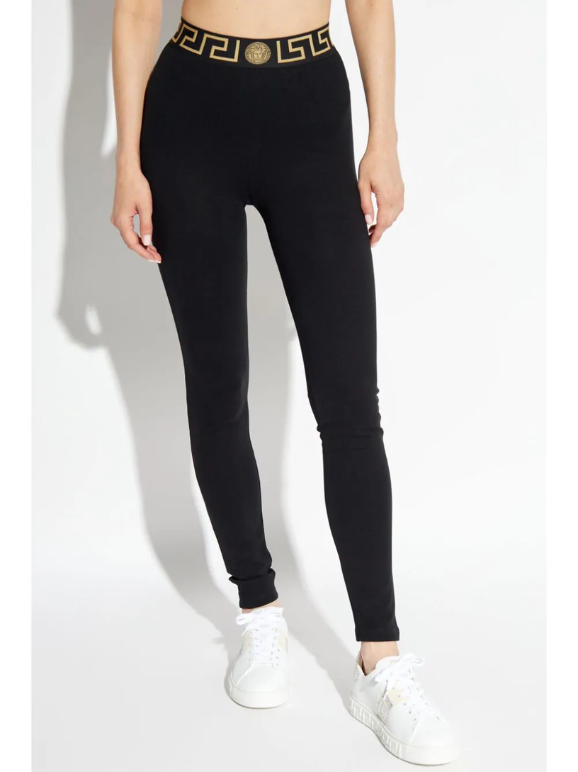 High-waisted leggings with Greca border