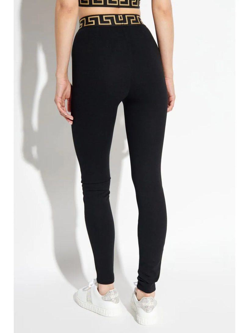 High-waisted leggings with Greca border