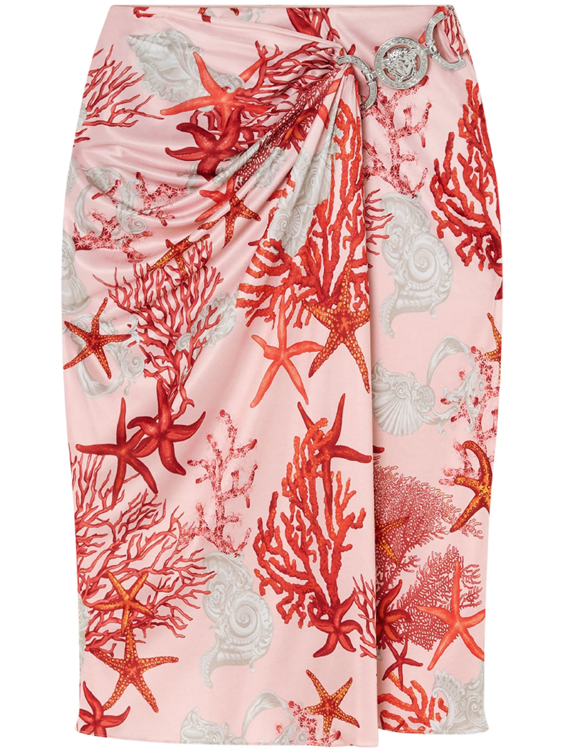 VERSACE Barocco sea gathered midi skirt