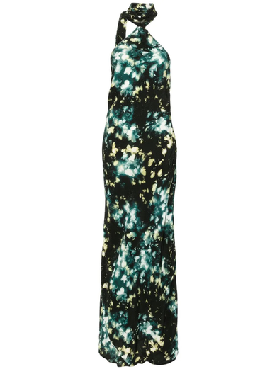 Asymmetric maxi dress flower print