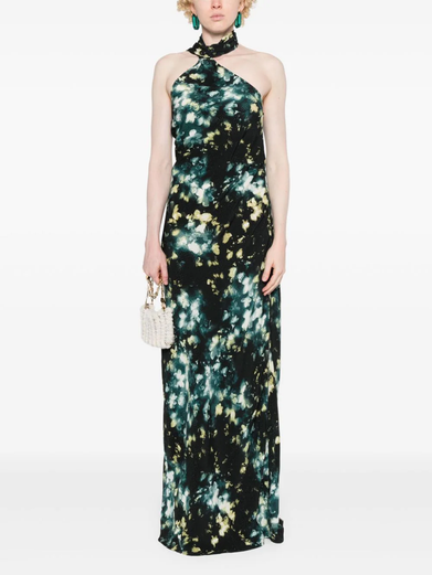 Asymmetric maxi dress flower print