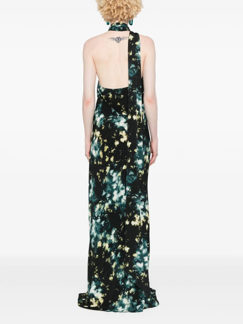 Asymmetric maxi dress flower print