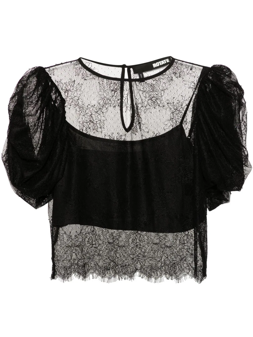 Lace puff sleeve top