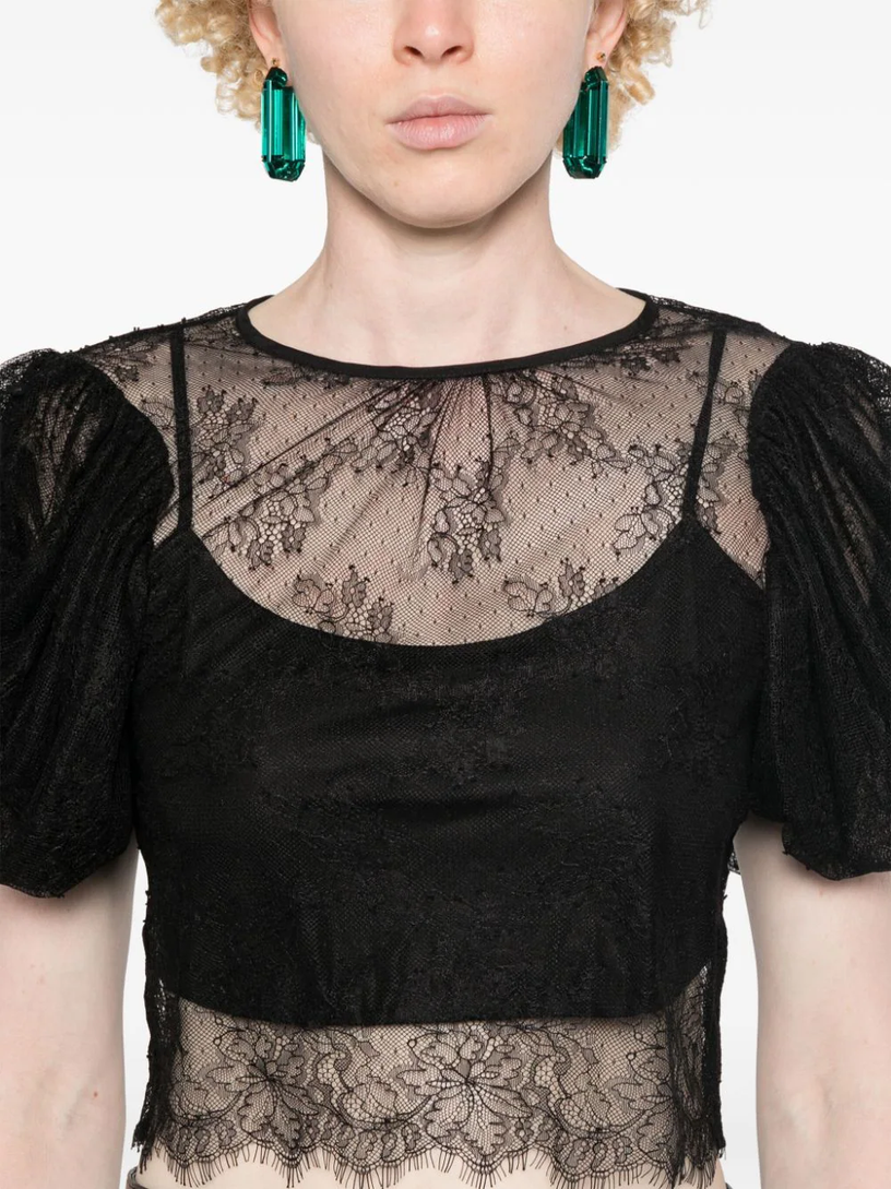 Lace puff sleeve top