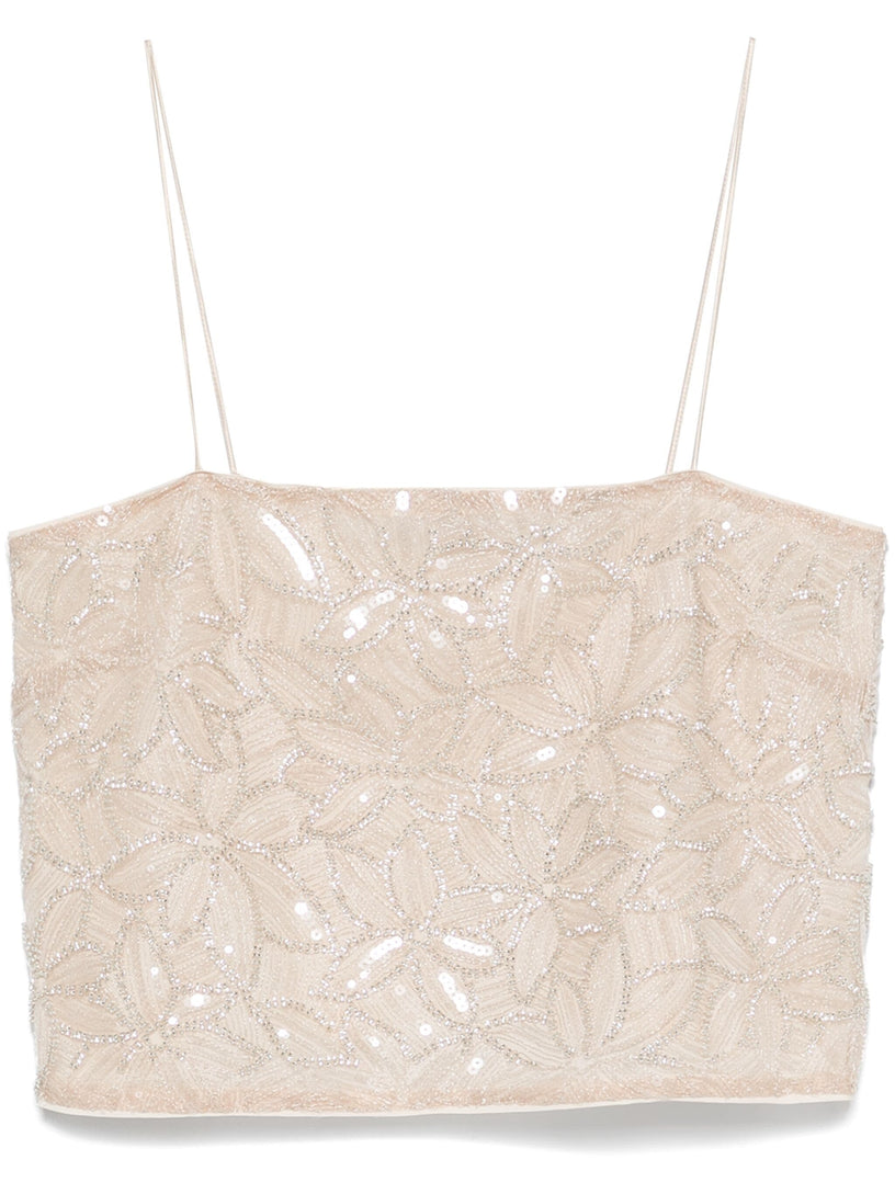 ROTATE Sequin mini top creme