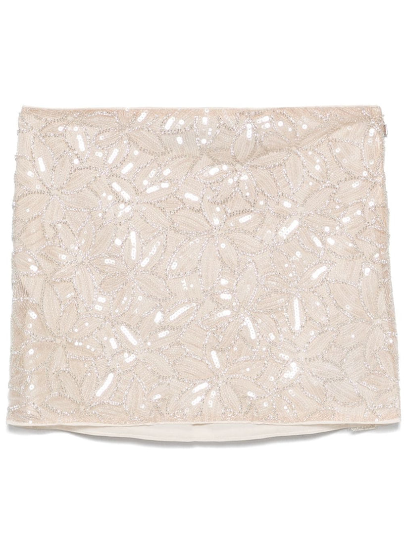 Sequin mini skirt creme