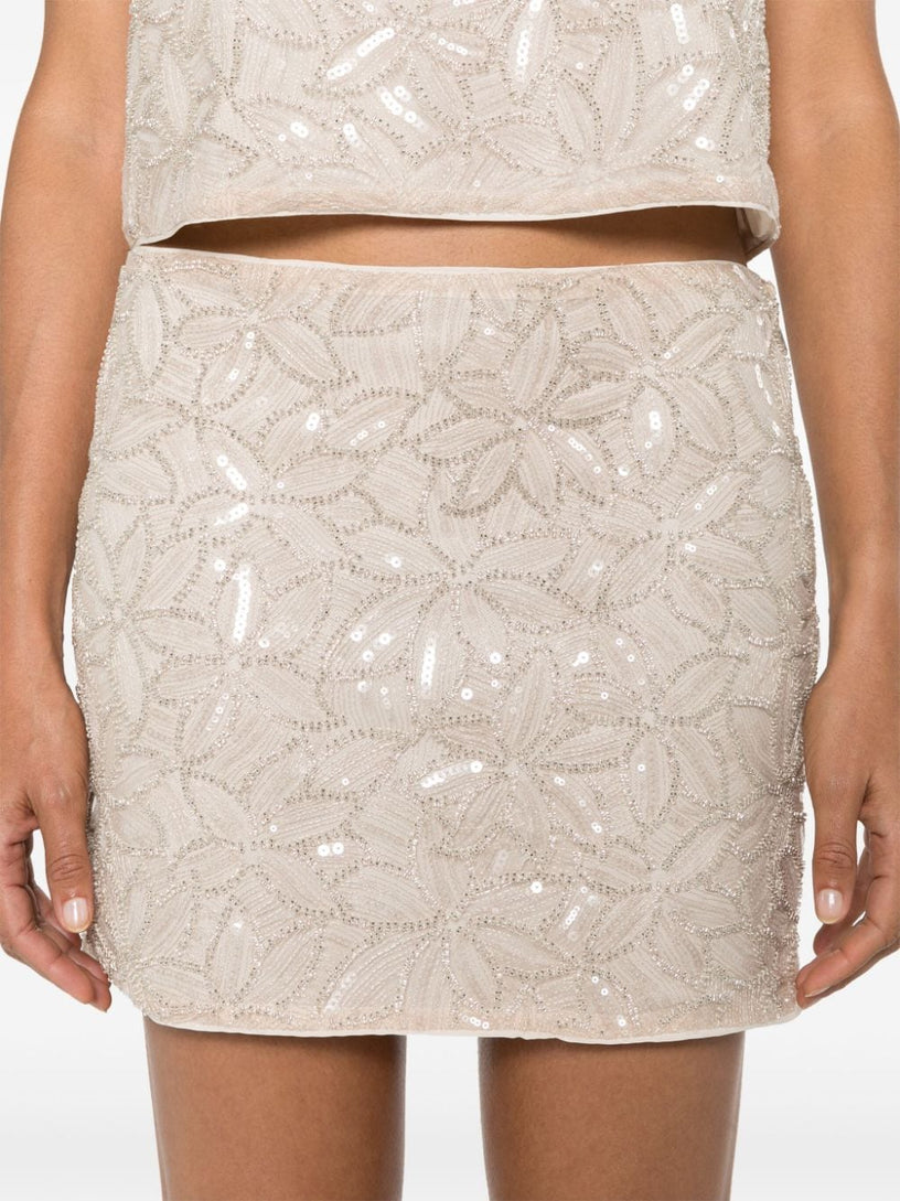 Sequin mini skirt creme