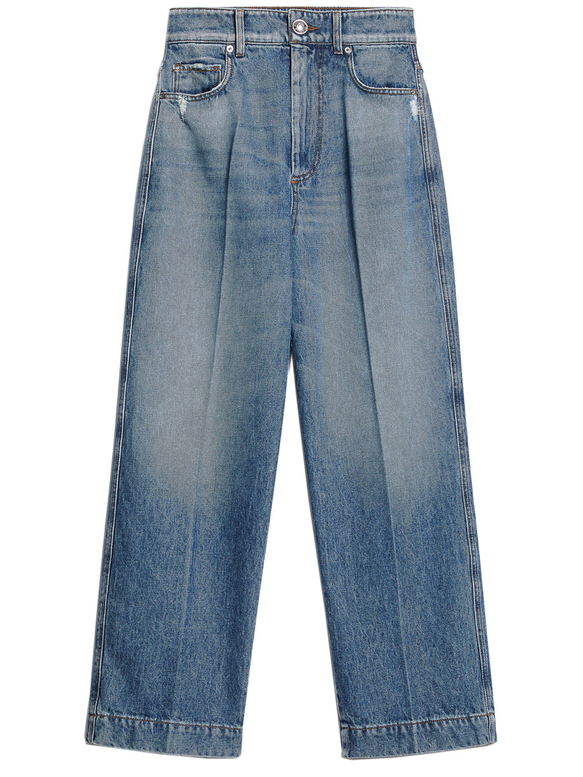 High-waisted cropped denim