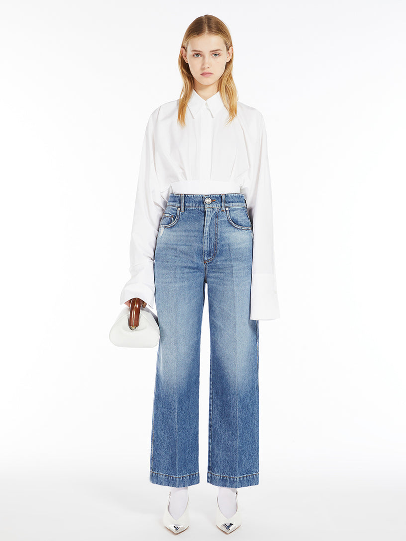 High-waisted cropped denim