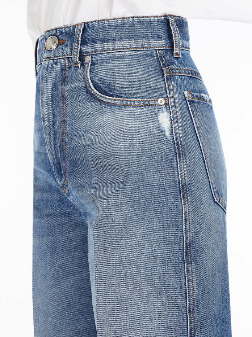 High-waisted cropped denim