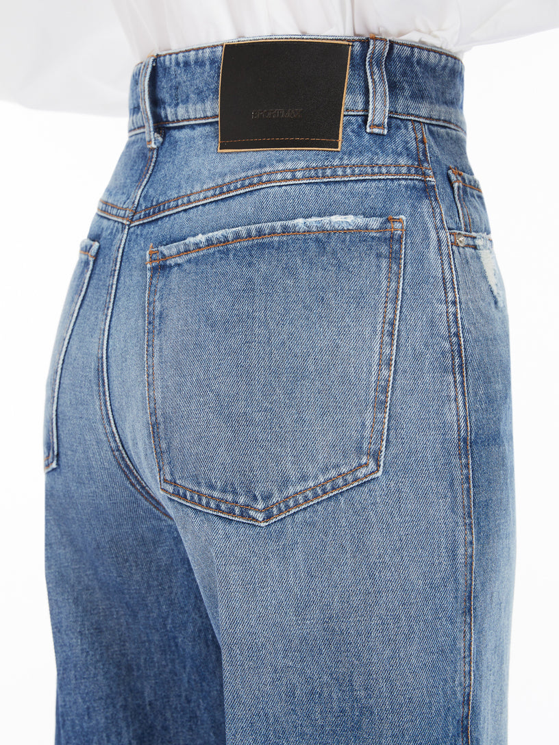 High-waisted cropped denim