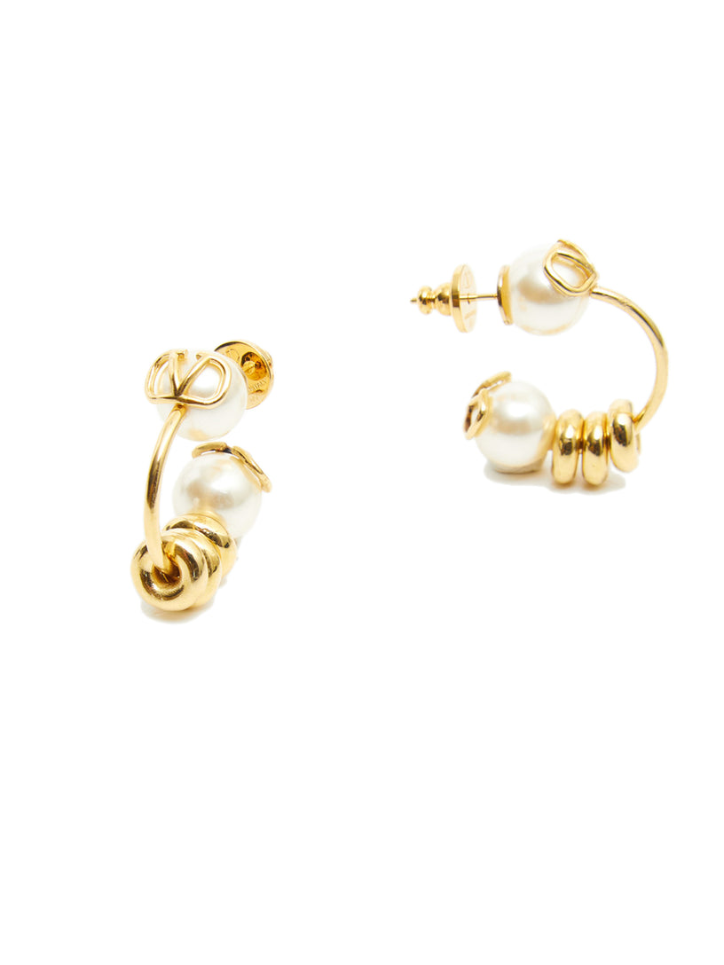 Valentino Garavani Vlogo signature pearl earrings in metal and glass pearls