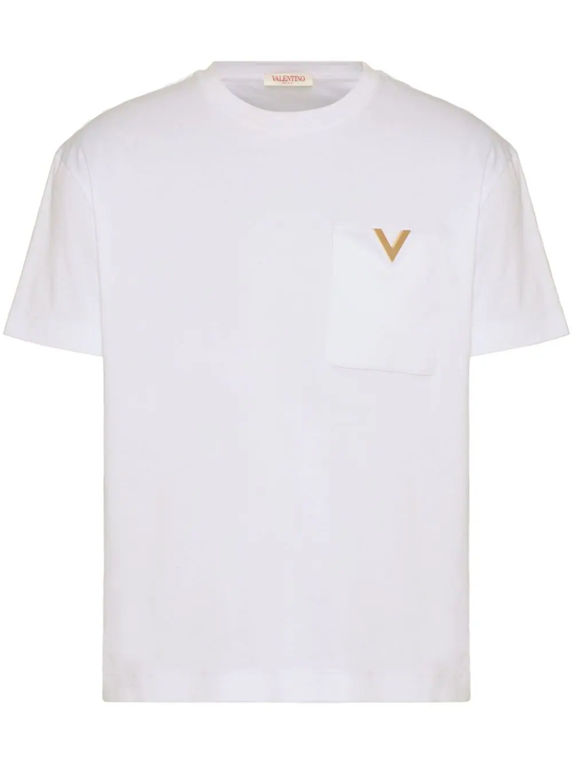 Cotton T-Shirt with metallic V Detail