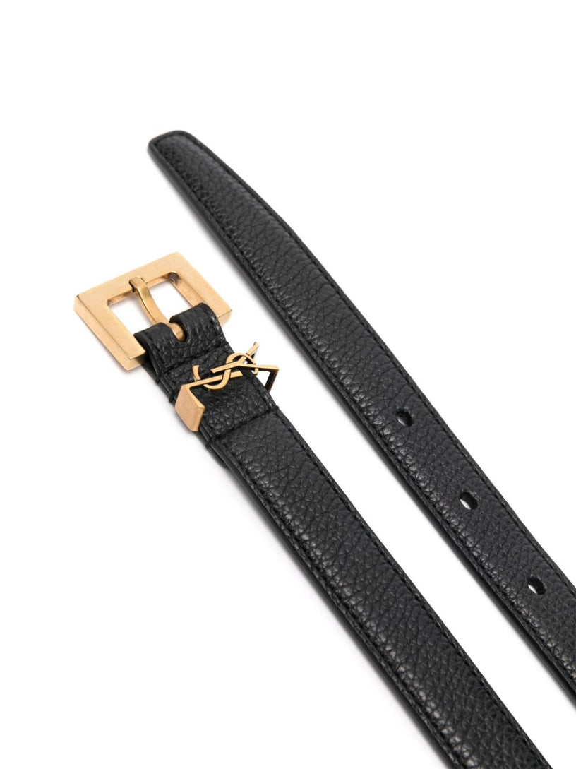 Cassandre thin belt with square buckle in grained leather