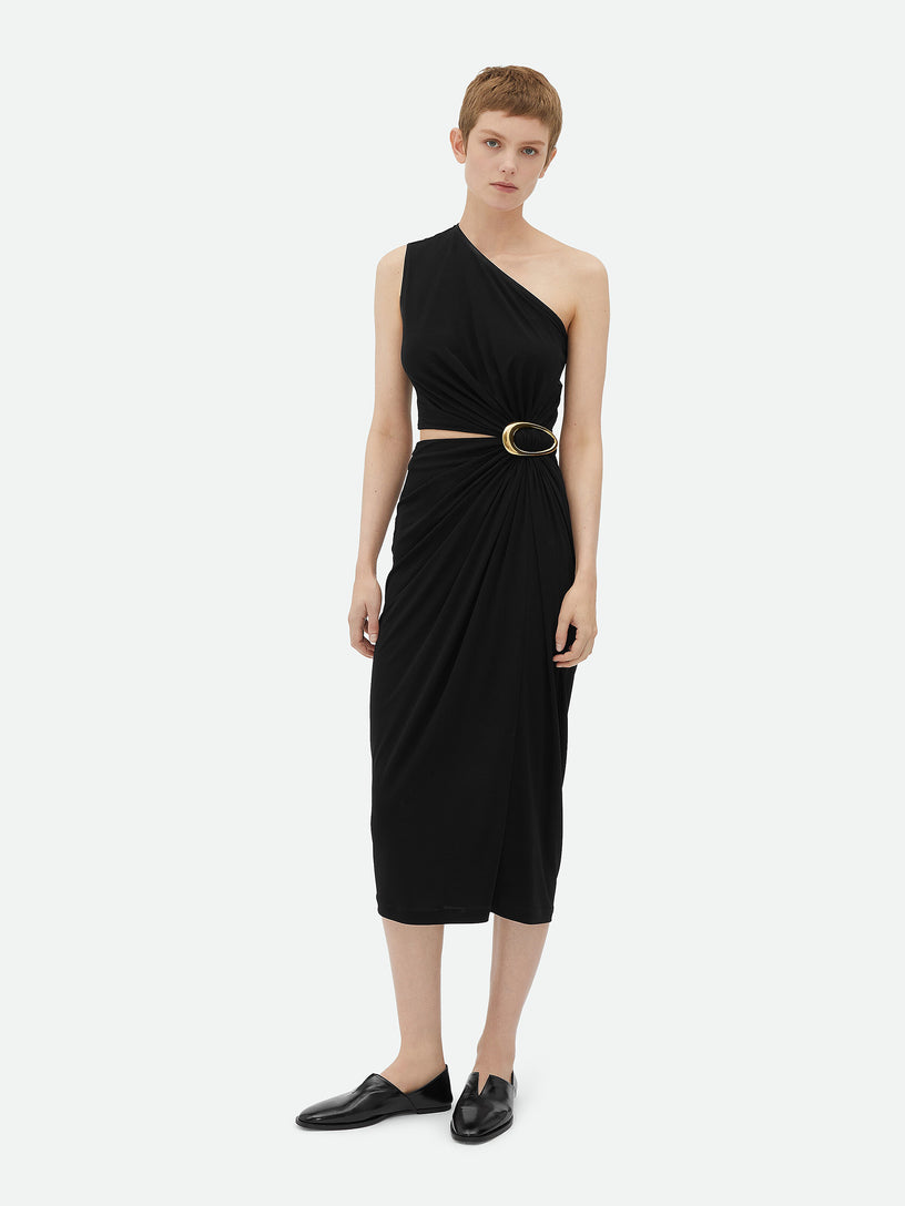 Crepe-effect viscose jersey dress