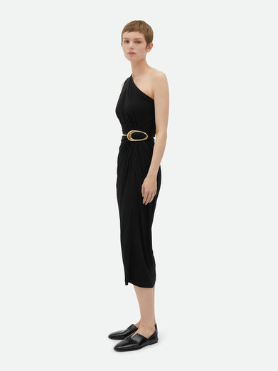 Crepe-effect viscose jersey dress