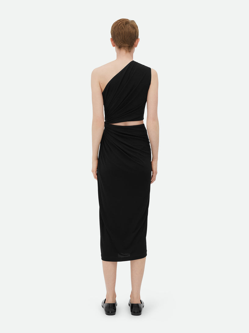 Crepe-effect viscose jersey dress