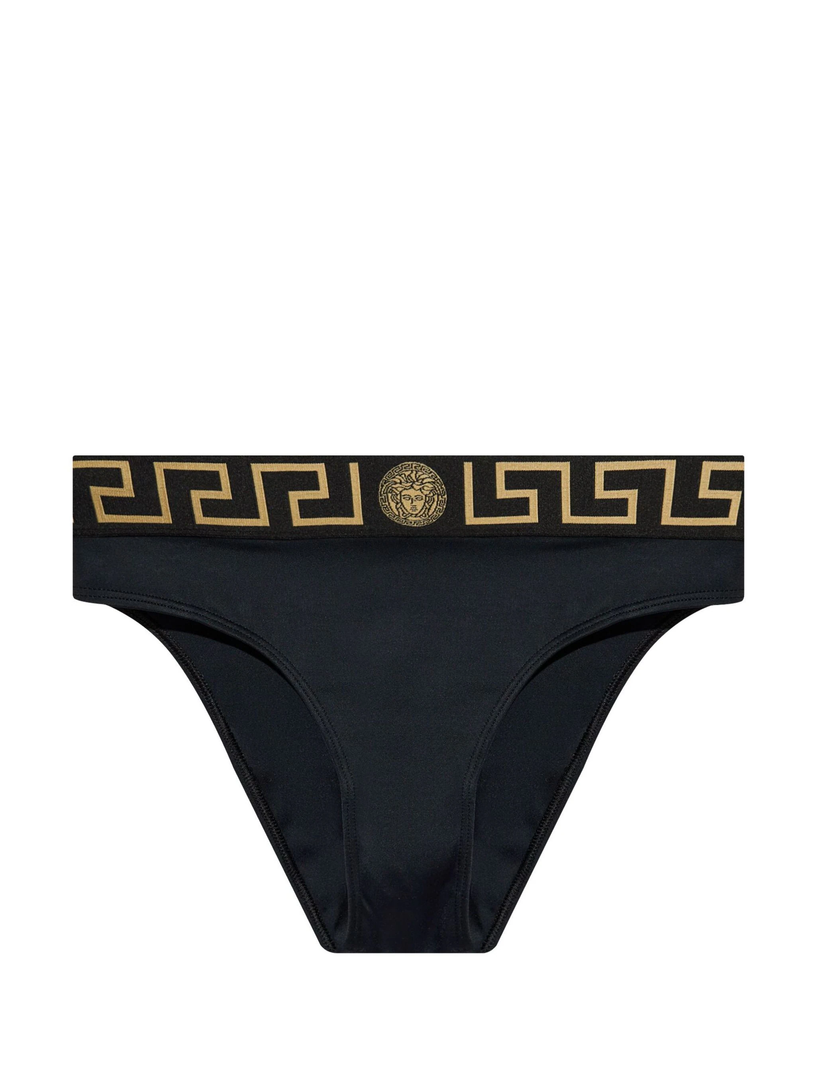 Bikini bottoms with logo band