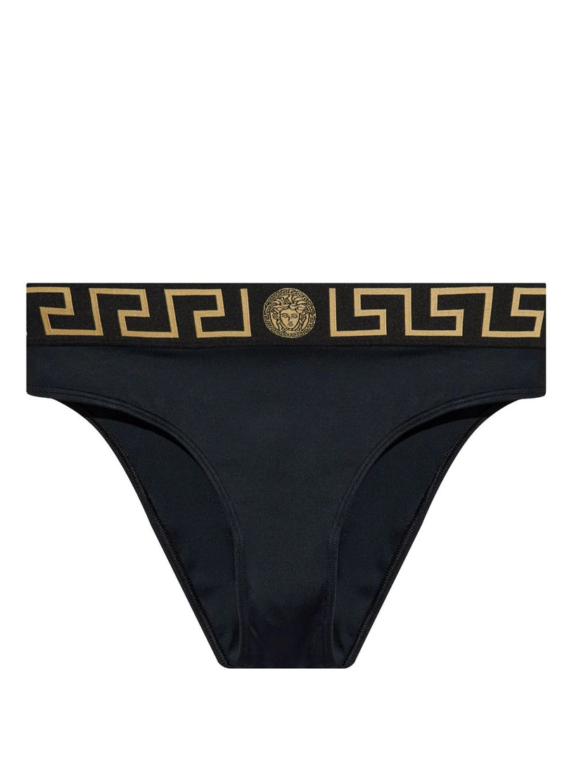 Bikini bottoms with logo band