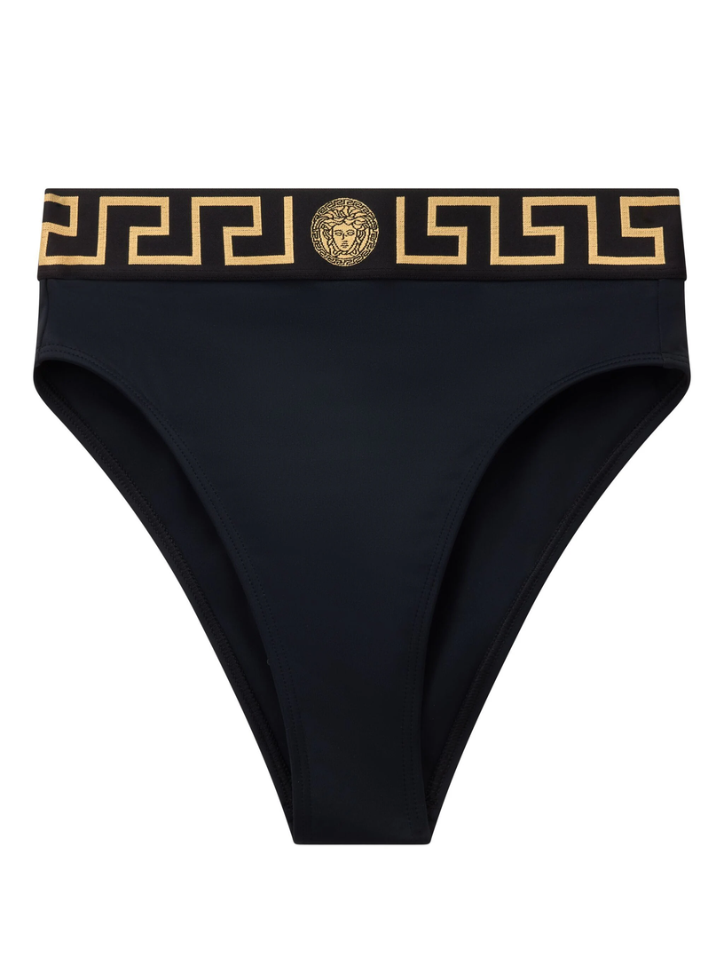 VERSACE High-waisted bikini bottom with greca border