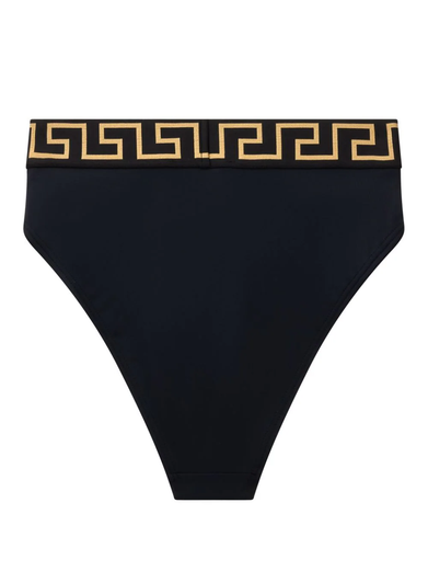 High-waisted bikini bottom with Greca border