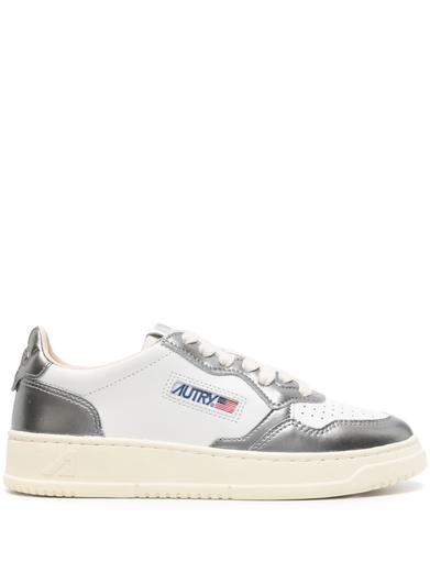 Medalist low sneakers in white and metallic leather