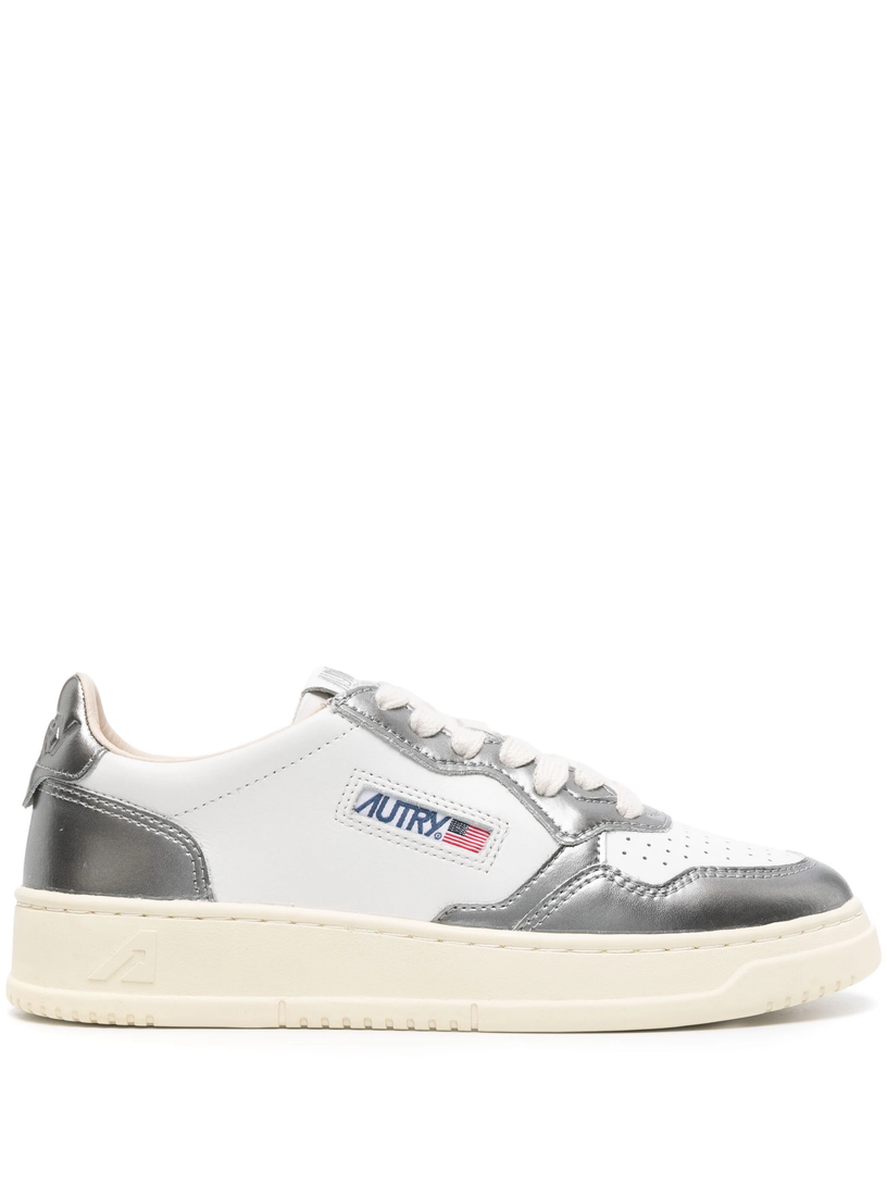 Sneakers medalist low in pelle bianca e metallizzata