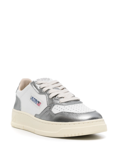 Sneakers medalist low in pelle bianca e metallizzata