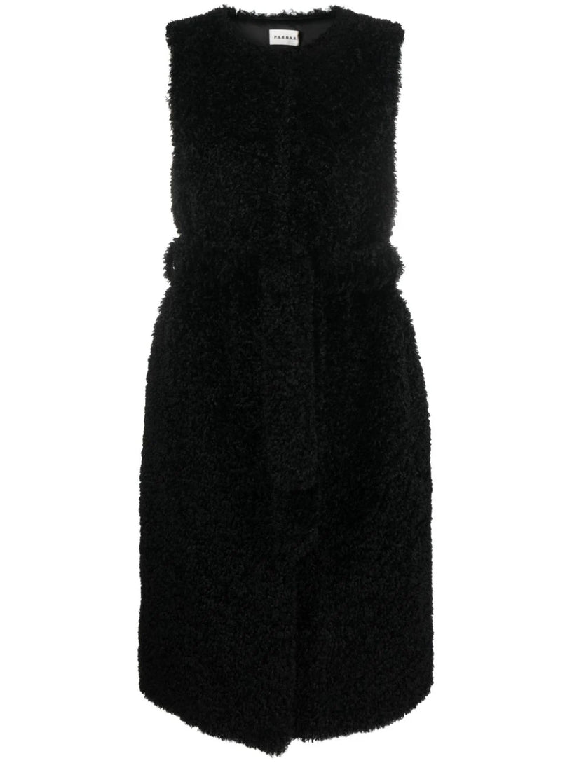 Perform sleeveless faux-fur coat