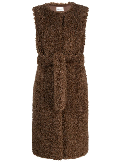 Perform sleeveless faux-fur coat