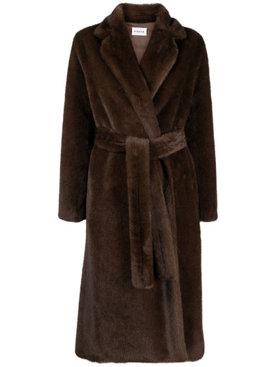 Pixel shearling long coat