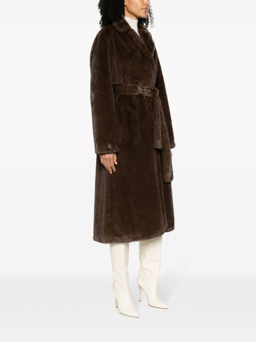 Pixel shearling long coat