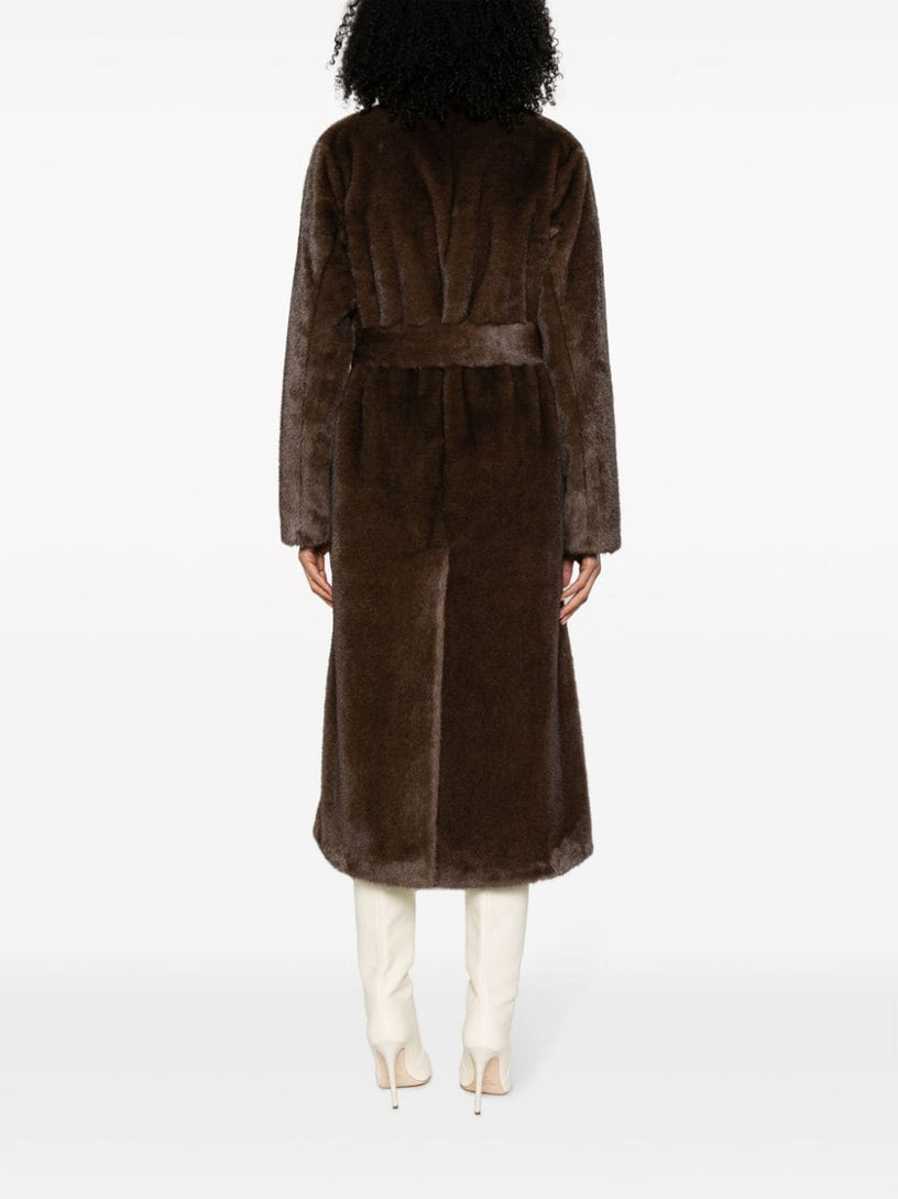 Pixel shearling long coat