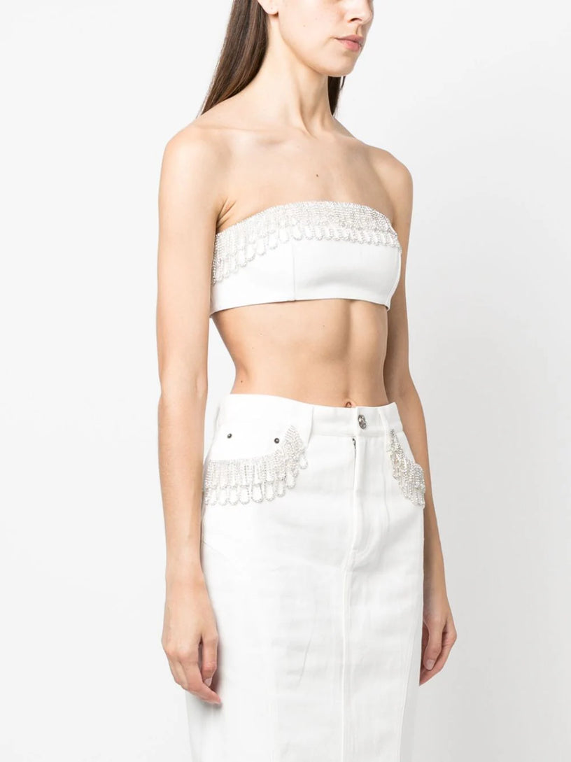 Crystal-embellished bandeau top