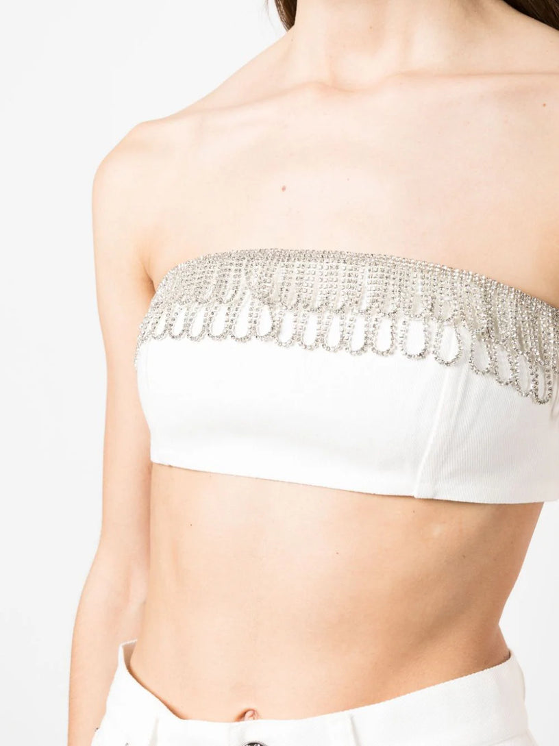 Crystal-embellished bandeau top