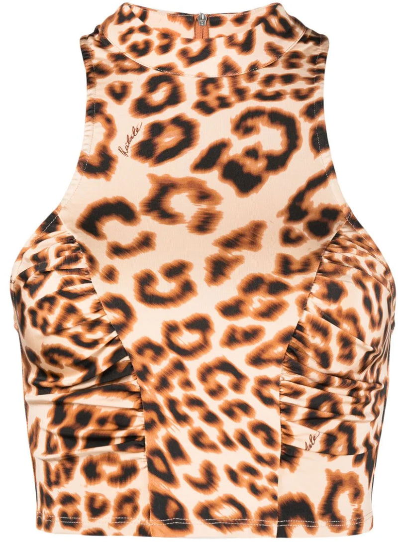 ROTATE Leopard-pattern crop top