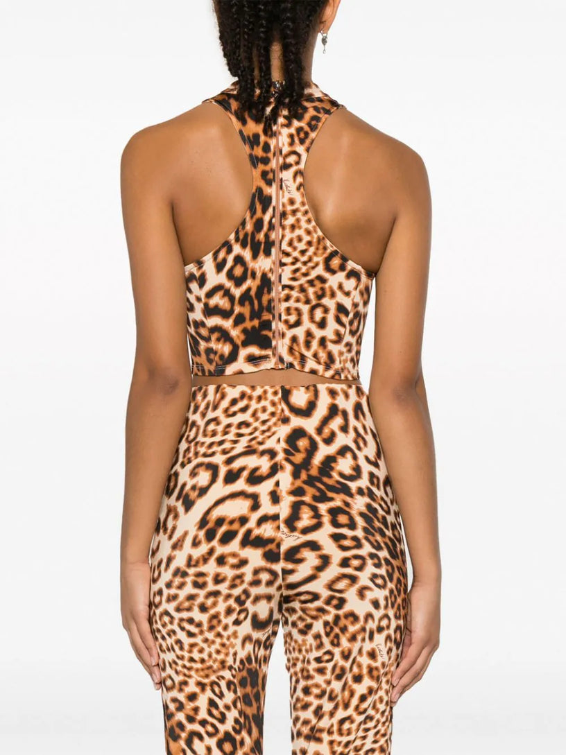 Leopard-pattern crop top