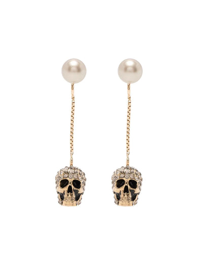 Pave Skull Chain Earrings