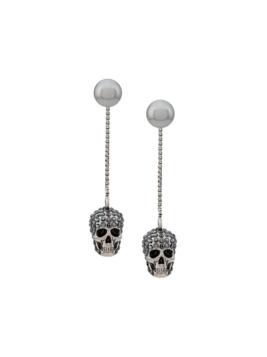 Pave Skull Chain Earrings