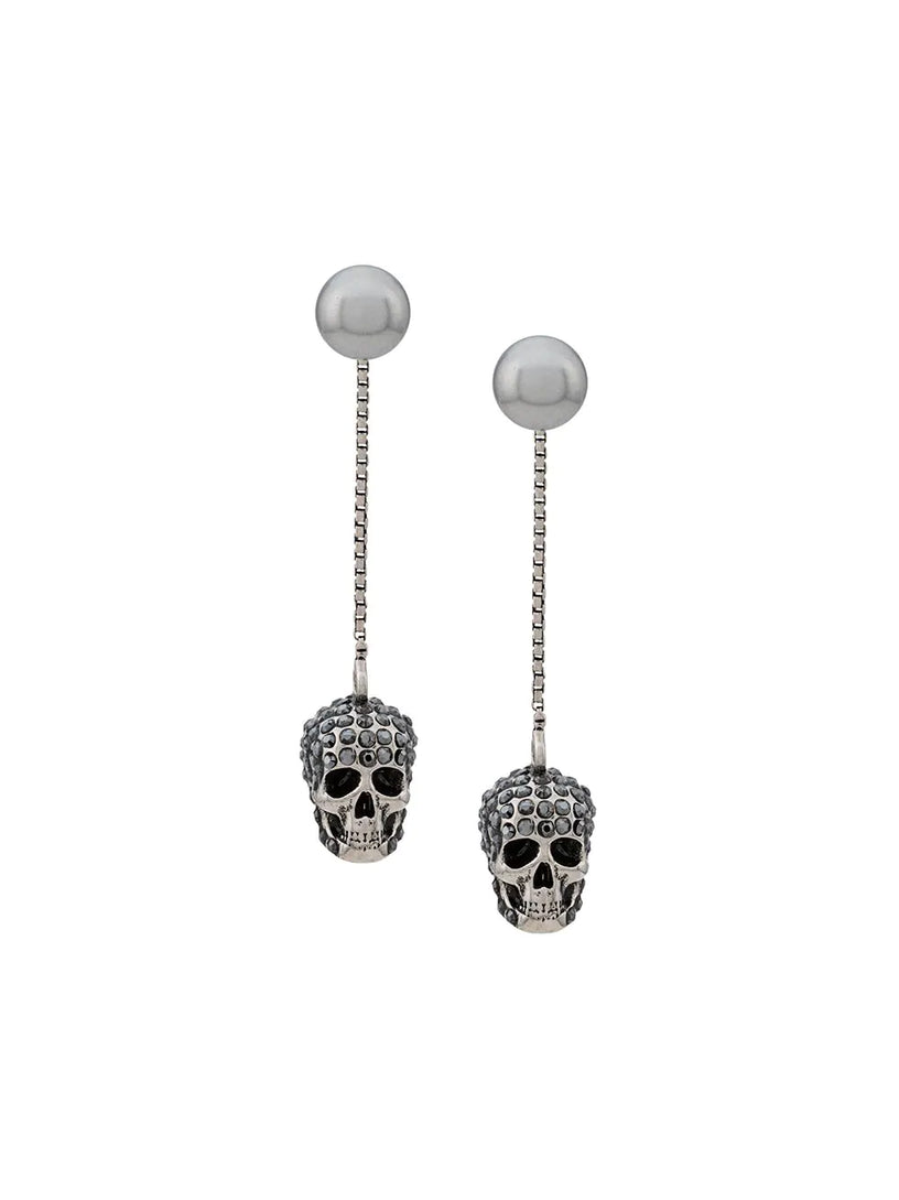 Alexander McQueen Pave skull chain earrings