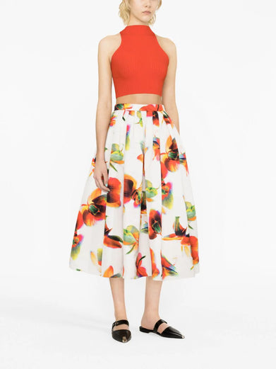 Solarised Orchid Gathered Midi Skirt