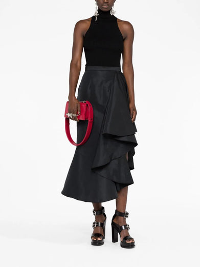 Asymmetric Drape Midi Skirt