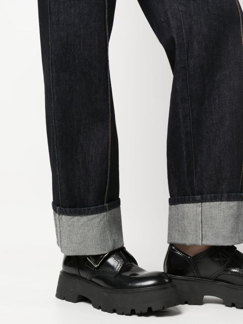 Turn-up straight-leg jeans