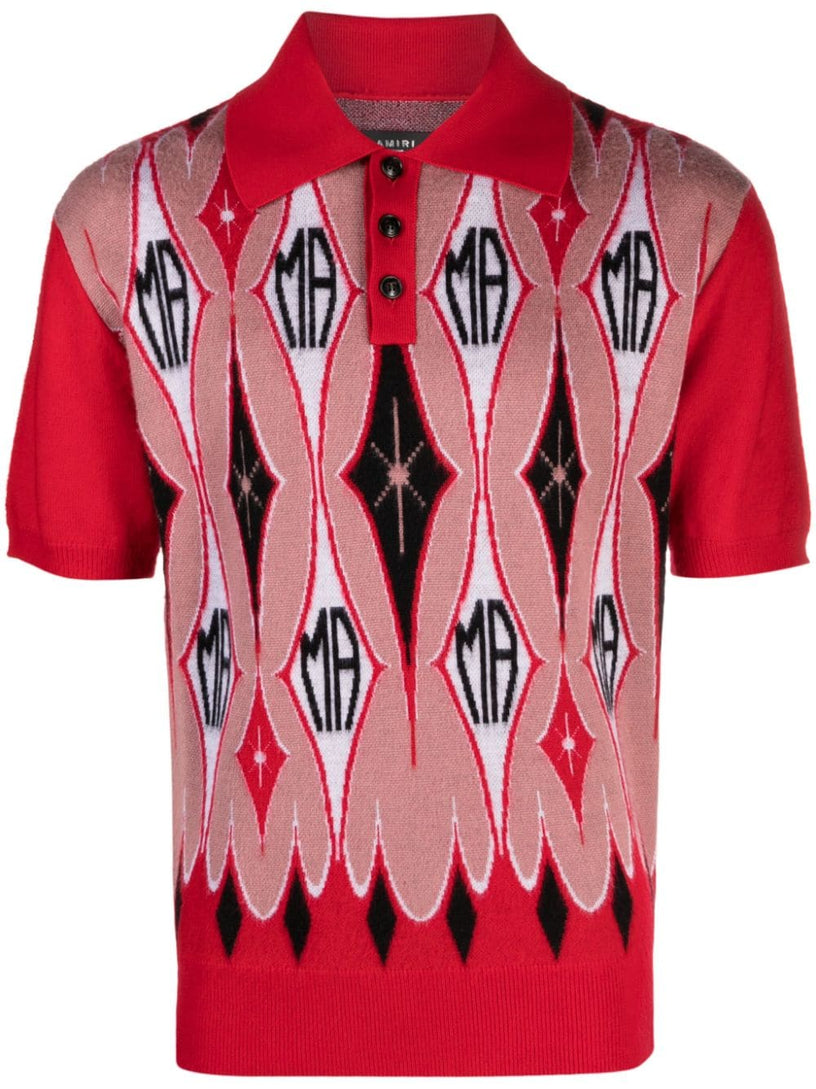 Argyle jacquard polo