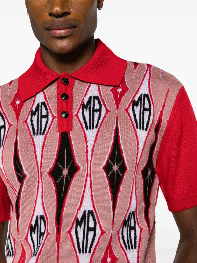 Argyle jacquard polo