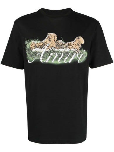 Cheetah-print cotton T-shirt